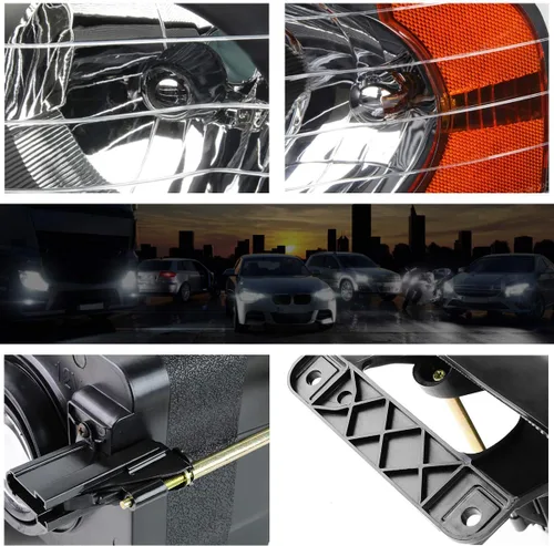 Vista 4 de PM PERFORMOTOR Conjunto de faros Compatible con Dodge Ram 1500 2002 2003 2004 2005/Dodge Ram 2500 3500 2003 2004 2005 2 piezas de lámparas