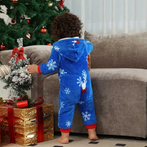 Vista 4 de CHUOAND Conjunto de pijama familiar de Navidad para parejas, ropa de dormir de Papá Noel para parejas