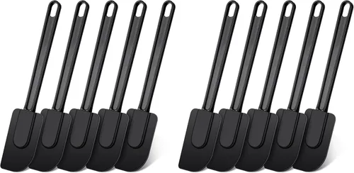 Vista 8 de Meekoo 5 espátulas de goma de 10 pulgadas, espátula de silicona resistente Negro