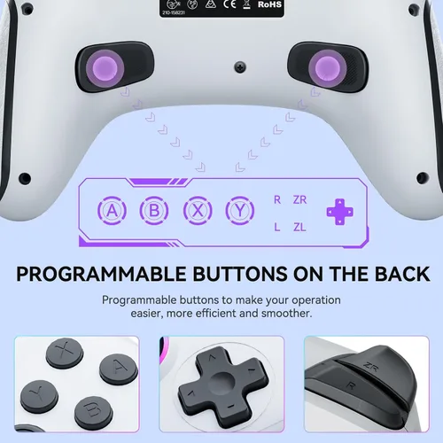 Vista 6 de Olimoxi Switch Controller, Switch Pro Controller Wireless for SwitchSwitch LiteSwitch OLEDWindows PC,Wireless Switch Controller with RGB LED