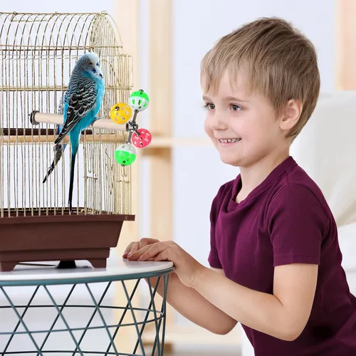 Vista 5 de Teniinet Juguete de perca de pie con bolas giratorias para pájaros, 1 Para pájaros, periquitos, periquitos, cacatúas, loros, periquitos, conures
