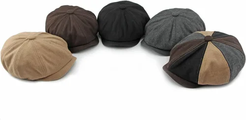 Vista 8 de meioro Hombres 8 Panel Newsboy Cap Vintage Tweed Flat Cap Irish Newsies Hat Gatsby Cabbie Caps Paperboy Classic Winter Hats