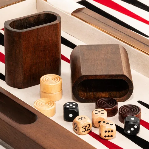 Vista 5 de 15.5'' Deluxe Solid Wood 3-in-1 Chess Set: Portable Chess, Backgammon, and Checkers with Hollow Handle Box, Folding Board for Travel, Suitable for