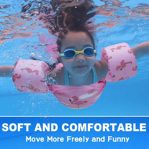 Vista 6 de Double Couple Toddler Swim Vest with Sleeves Cartoon Adjustable Strap Swimming Jacket Pool Floaties for Kids 20-50 Pounds Boys and Girls Child
