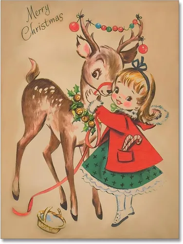 Vista 18 de uoyien Arte de pared vintage de Navidad, impresiones de pintura en lienzo, regalos de Navidad para niños, arte de pared estético de casa de campo