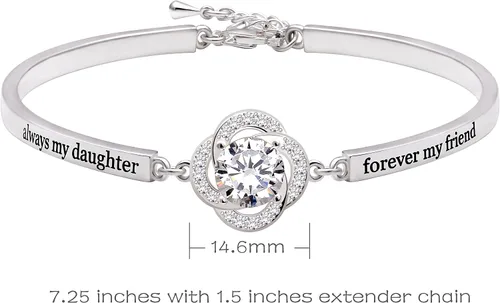 Vista 2 de Jewelry - Pulsera de plata de ley con circonita cúbica "always my daughter forever my friend", Metal, Circonita cúbica