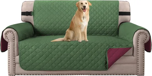 Vista 82 de H.VERSAILTEX Funda de sofá resistente al agua para sofá de 3 cojines, reversible, protector de muebles acolchado con correa elástica, funda de sofá