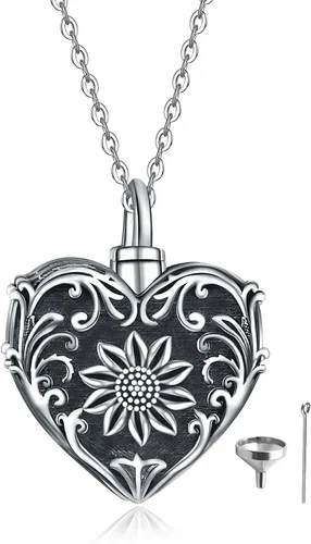 Vista 108 de Collar con colgante de urna de cenizas de cremación y árbol de la vida para mujer, plata de ley US1