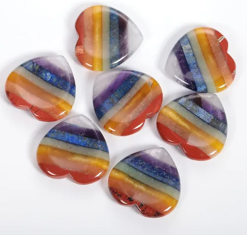 Vista 3 de 2 piedras de corazón preocupadas por la ansiedad, bolsillo en la palma del pulgar, meditación de energía positiva, cristal curativo de chakras, 7