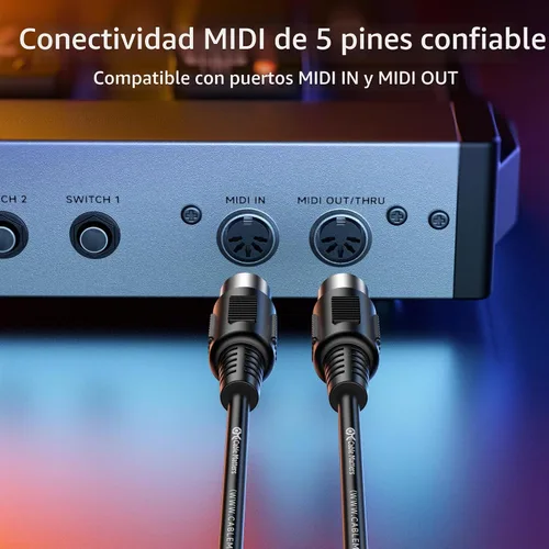 Vista 3 de Cable Matters Paquete de 2 cables MIDI DIN de 5 pines, cable MIDI de 5