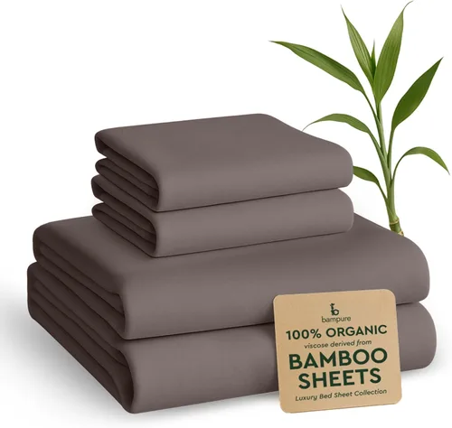 Vista 35 de BAMPURE Juego de sábanas tamaño Queen, 100% viscosa pura derivada de bambú, sábanas súper suaves y refrescantes para personas que duermen con calor