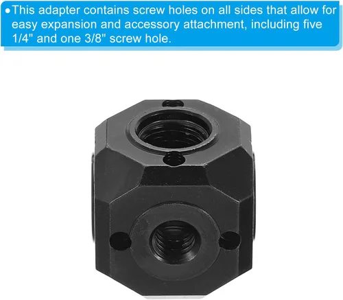 Vista 4 de PATIKIL Adaptador universal de trípode con orificio de tornillo de 1/4 de pulgada, 3/8 pulgadas, soporte de cubo mágico de montaje cúbico