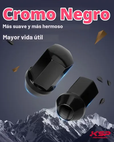 Vista 6 de KSP 14X1.5 Juego de tuercas de rueda para Silverado Sierra 6 Lug Stock Aluminio Llanta, 24 piezas de tuercas de rueda OEM negras cromadas