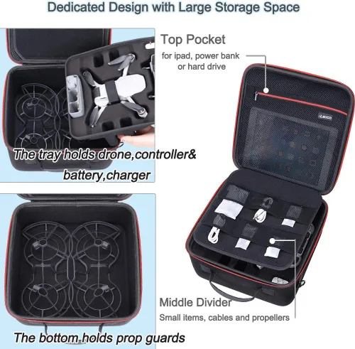 Vista 3 de RLSOCO Estuche de viaje para DJI Mini 4K/Mini 2/2 SE Fly More Combo – Se adapta a accesorios combinados: mando a distancia, baterías* 3, cubo
