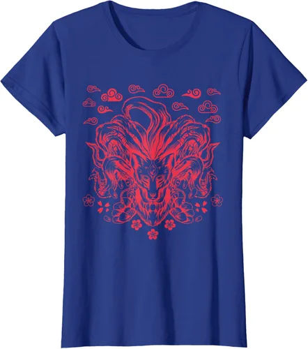 Vista 42 de Camiseta de anime japonés Nine Tails Fox Kitsune, Negro