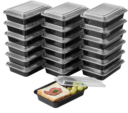 Vista 8 de Envases de almacenamiento de comida para preparar comidas, 50 unidades, 24 onzas, redondos, con tapas, para llevar, caja de plan de almuerzo