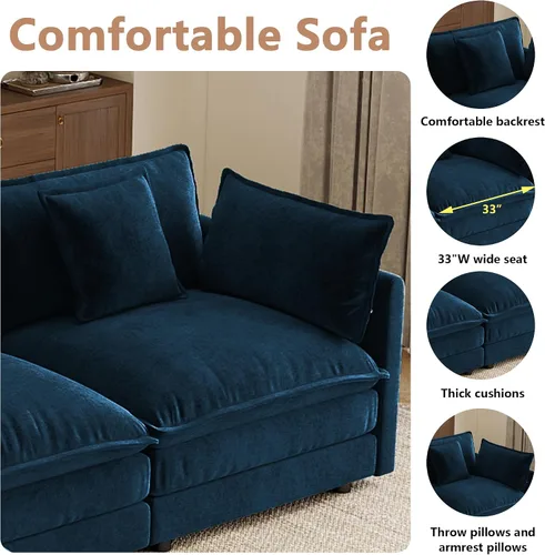 Vista 4 de mikibama Sofá modular seccional, juego de sofá en forma de L de 70.8 pulgadas para sala de estar, sofá biplaza, cómodos sofás de nube con otomana