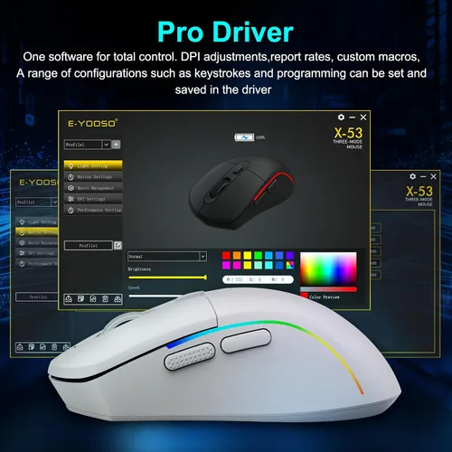 Vista 15 de E-YOOSO Ratón inalámbrico para juegos, 10,000 DPI, 6 botones programables