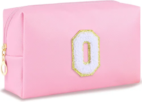 Vista 117 de URSKYTOUS Regalos para niñas, bolsa de maquillaje con inicial, bolsa de cosméticos personalizada con cremallera, bonita bolsa de aseo de viaje, Azul