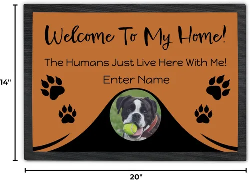 Vista 2 de Tapete personalizado para puerta de perro con foto y nombre, tapete de bienvenida personalizado, tapete de piso, tapete para puerta delantera