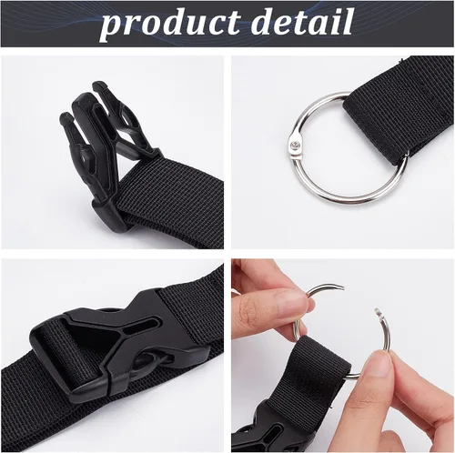 Vista 4 de GORGECRAFT 2 correas de equipaje para abrigo, chaqueta, soporte para maleta, clip de cinturón, gancho de anillo de gancho negro ajustable