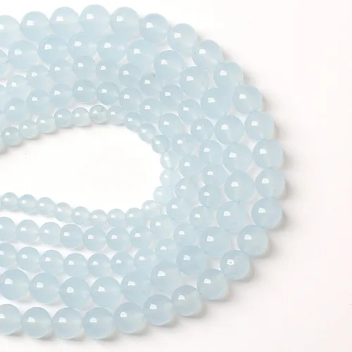 Vista 27 de 4MM 86 piezas Cuentas sueltas de piedra natural de amazonita calcedonia para hacer joyería DIY Pulsera Collar 1 hebra