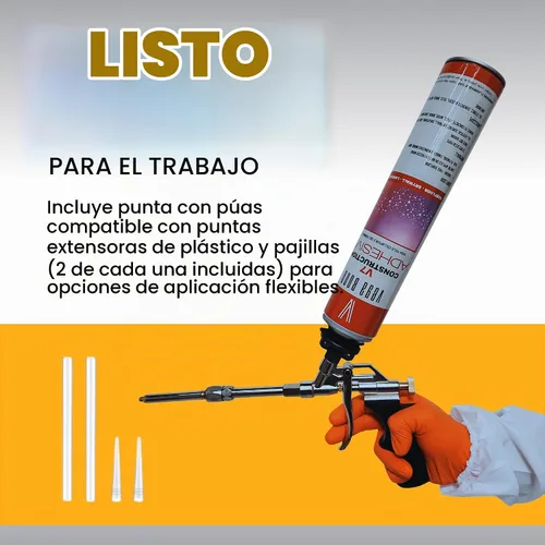 Vista 4 de Vega Bond Pistola de espuma Pro Spray – Aplicador profesional de espuma de poliuretano con punta giratoria de 360°, diseño reutilizable de alta