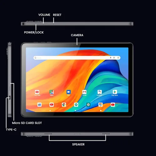 Vista 6 de 10 pulgadas Android Tablet 1280x800 IPS HD pantalla táctil 8 GB RAM+128 GB ROM 10' gris 2025