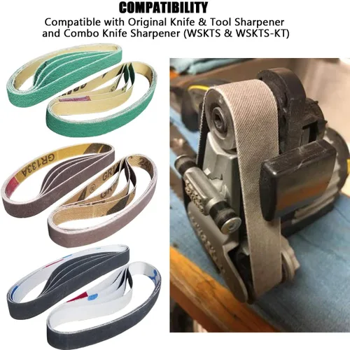 Vista 4 de Paquete de 24 correas de afilado de repuesto de 1/2" x 12" para afilador de cuchillos y herramientas (WSKTS y WSKTS-KT/Mk.1 y Mk.2) - Afilador