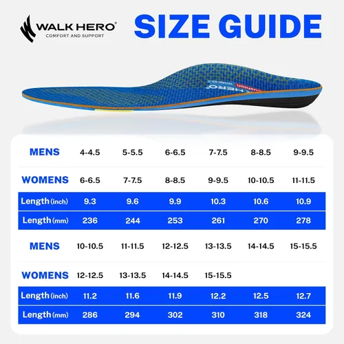 Vista 7 de WalkHero Plantillas Ortopédicas de Trabajo, Plantillas para Fascitis Plantar 220+ libras para Hombres y Mujeres, Insertos de Soporte de Arco
