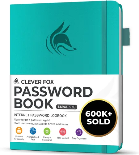 Vista 14 de Clever Fox Libro de contraseñas con pestañas alfabéticas, 4"x5.5" Keeper