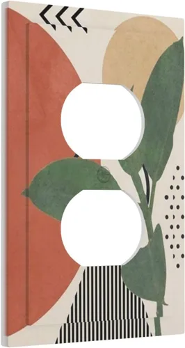 Vista 2 de Mid Century Morden Boho - Placa de pared para interruptor de luz dúplex de 1 banda, placa frontal decorativa eléctrica para receptáculo para baño