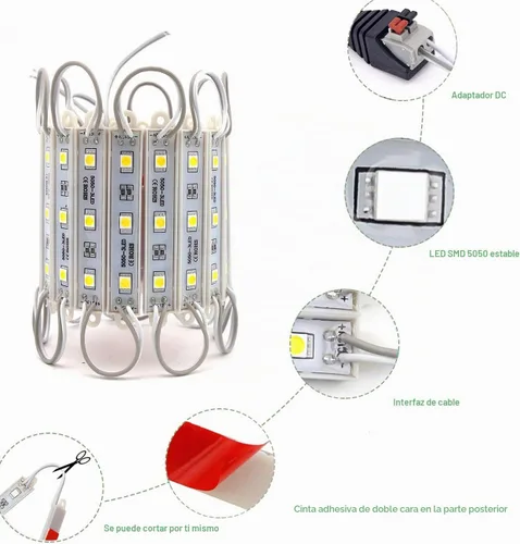Vista 2 de Luces LED para escaparate, 40 pies, 80 piezas, impermeables, para letreros publicitarios, módulo de luz LED, 4 juegos de módulos LED 5050 SMD