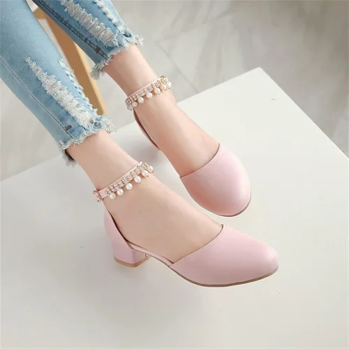 Vista 7 de Sandalias para niñas, zapatos de vestir Mary Jane, zapatos de tacón bajo, tacón bajo, fiesta de flores, escuela secundaria, baile de graduación