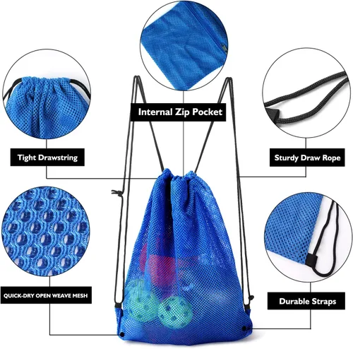 Vista 45 de GSE Games & Sports Expert Bolsa de malla con cordón para béisbol, pelotas de pickleball, pelotas de golf, gimnasio, equipo de natación, lavandería
