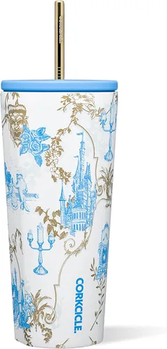 Vista 10 de Corkcicle Disney Princess Vaso Frío - Mantiene las Bebidas Frías durante 12 Horas - Acero Inoxidable con Triple Aislamiento - Popote y Tapa de Rosca