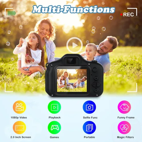 Vista 7 de Zeacool Cámara para niños, cámara de video digital HD, juguetes para niños de 3 4 5 6 7 8 9 años para niños/niñas, cámara selfie para niños, regalos