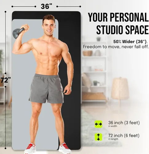 Vista 2 de Gogokiwi Tapete de yoga extra ancho para hombres y mujeres (72"L x 36"A) Tapete de fitness y ejercicio antideslizante con marcas de alineación