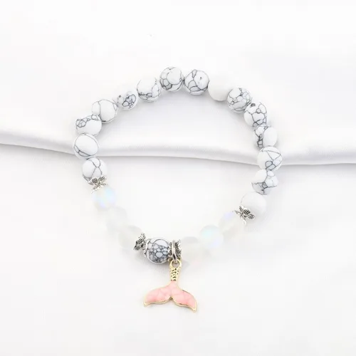 Vista 3 de FUSTMW Pulsera de cola de pez, regalo para amantes de los peces, joyería de cola de playa, ballena, delfín, pulsera con encanto de pez oceánico