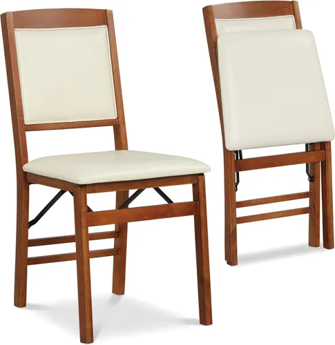 Vista 9 de Giantex Juego de 2 sillas de comedor plegables de madera negra con asiento acolchado, marco de madera maciza, carga máxima de 400 libras, sin