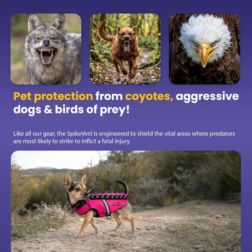 Vista 5 de CoyoteVest SpikeVest - Chaleco de arnés para perro, accesorios reflectantes para perros con picos para proteger a tu mascota de ataques de Raptor