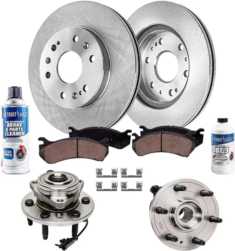 Vista 111 de Detroit Axle - Kit de suspensión delantera 4WD para Nissan Frontier Pathfinder Xterra, 2 cubos de rodamientos de ruedas, 2 brazos de control