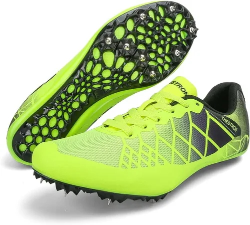 Vista 15 de Tenis de correr para hombre y mujer con Spikes Athletics Racing Track and Field Negro Gris