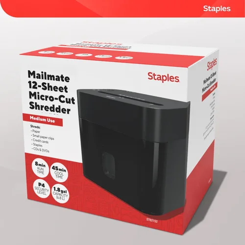 Vista 8 de Staples Trituradora de papel microcortada de 12 hojas, compacta, de alta