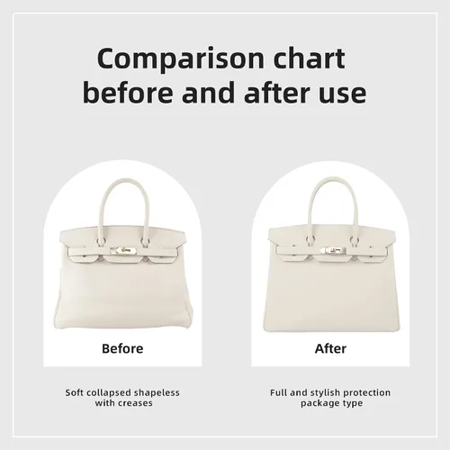 Vista 4 de DGAZ Organizador de bolsos suave y sedoso, de seda, lujoso, para mujer, se adapta a bolsas Birkin25303540 (Craie, BK25)
