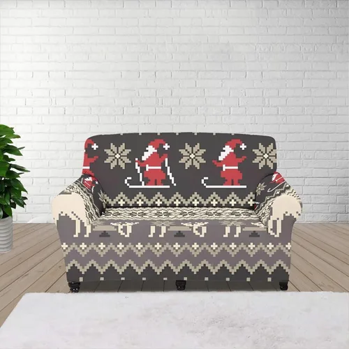 Vista 42 de Funda de sofá con diseño de árbol de bandera estadounidense para sofás y sofás, decoración navideña, funda antideslizante para sofá de 1 cojín