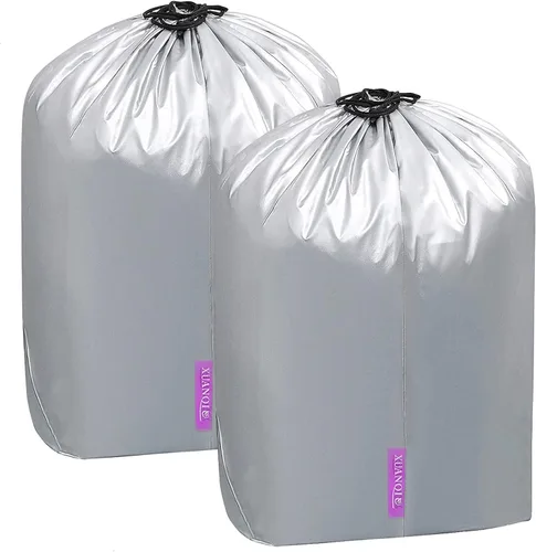 Vista 8 de Bolsa de lavandería de viaje extra grande con cierre de cordón, bolsas de almacenamiento de mantas de 130 litros, lavable a máquina, bolsa