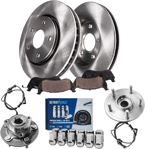Vista 23 de Detroit Axle - Kit de frenos para Nissan Rogue 2014-2019, 2015 2016 2017 2018 Rotores de freno de disco de cerámica Reemplazo de pastillas de freno