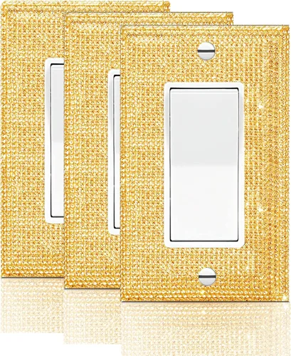 Vista 17 de 1 PC Placa de Pared de Diamantes de Imitación Plateados Brillantes Cubierta de Interruptor de Luz Cubiertas de Interruptor Placas de Pared Diamantes