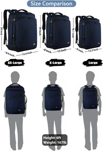Vista 53 de MATEIN - Mochila de viaje extragrande de 10.56 galones, mochila de viaje ampliable apta para aerolíneas, para viajeros de fin de semana, hombres